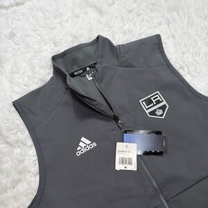 LA Kings Adidas Vest Men's Medium SoftShell Gray Full Zip Relaxed Fit Hockey NHL